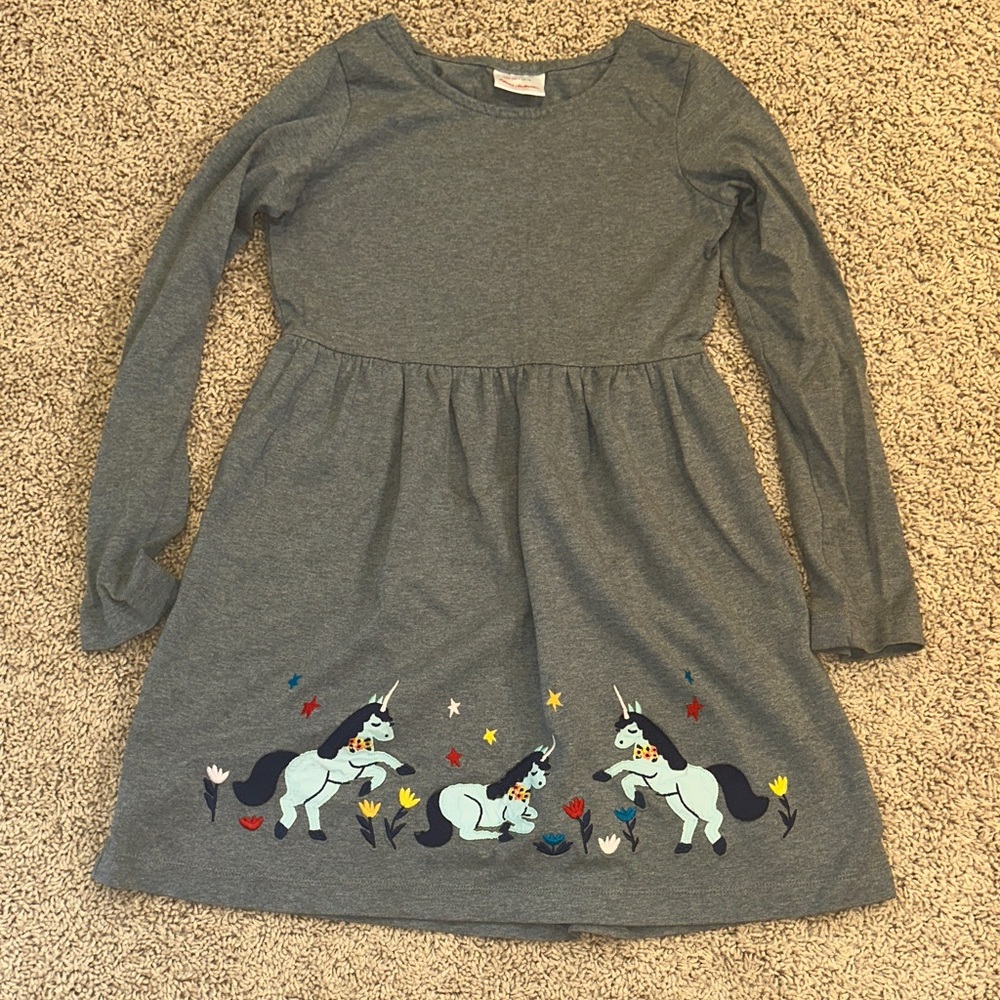 Hanna Andersson Gray Long Sleeve Crew Neck Sundress